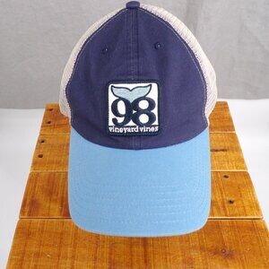 Vineyard Vines 98 Whale Tail Mesh Trucker Blue White Velcro Men's Baseball Hat